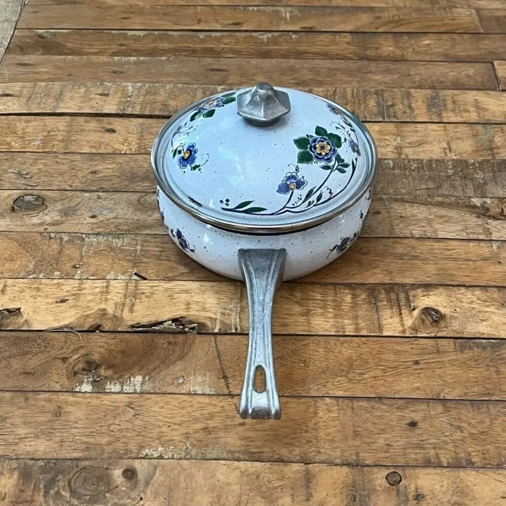 Vintage Asta Germany Enamel Cookware Saucepan t 6.5